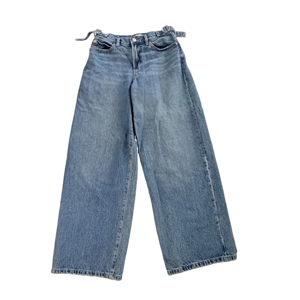 Garage Organic Cotton Denim Womens Side Buckle Medium Wash Jeans Sz 0 25